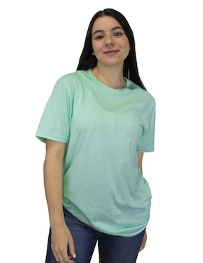 Playera Manga Corta Indicum Denim Cuello Redondo Para Mujer