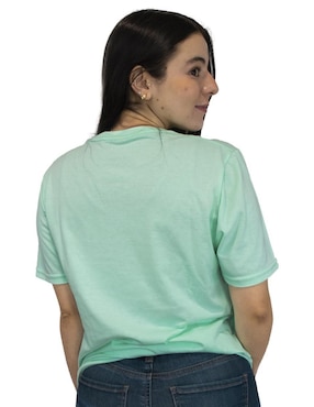 Playera manga corta Indicum Denim cuello redondo para mujer