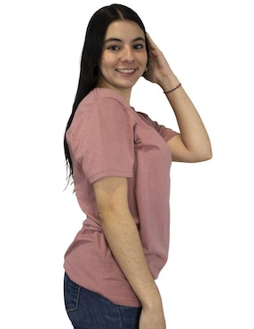 Playera manga corta Indicum Denim cuello redondo para mujer