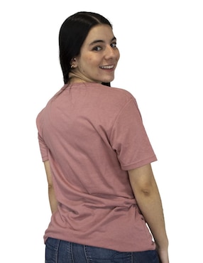 Playera manga corta Indicum Denim cuello redondo para mujer