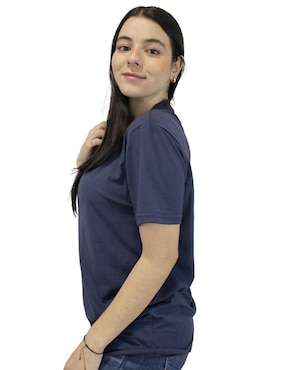 Playera manga corta Indicum Denim cuello redondo para mujer
