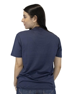 Playera manga corta Indicum Denim cuello redondo para mujer
