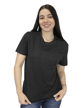 Playera Manga Corta Indicum Denim Cuello Redondo Para Mujer