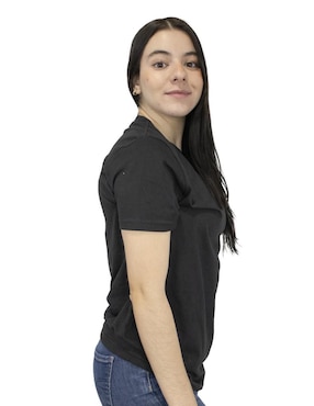 Playera manga corta Indicum Denim cuello redondo para mujer