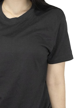 Playera manga corta Indicum Denim cuello redondo para mujer