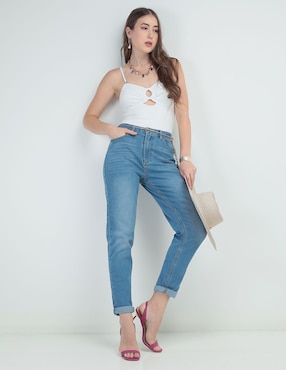 Jeans Mom 365 Essential Corte Cintura Para Mujer