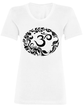 Playera manga corta Marëvnyk Om cuello redondo para mujer
