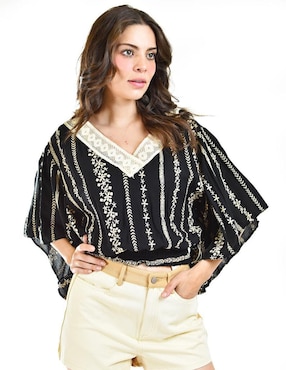 Blusa Roman Fashion Manga 3/4 Para Mujer