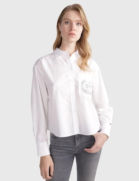 Camisa Tommy Hilfiger De Algodón Manga Larga Para Mujer