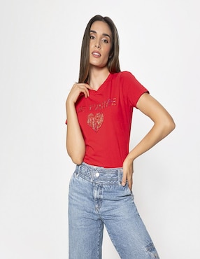 Playera Manga Corta Studio F Cuello Redondo Para Mujer