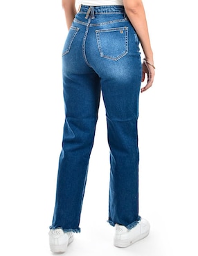 Jeans wide leg Roman Fashion corte cintura para mujer