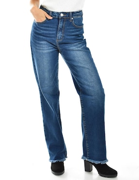 Jeans Wide Leg Roman Fashion Corte Cintura Para Mujer