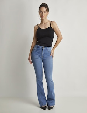 Jeans Campana Devendi 11318 Corte Cintura Alta Para Mujer