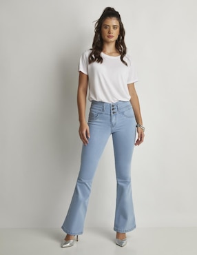 Jeans Campana Devendi 11363 Corte Cintura Alta Para Mujer