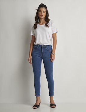 Jeans Skinny Devendi 11136 Corte Media Cintura Para Mujer