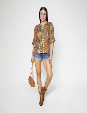 Blusa Studio F manga 3/4 para mujer