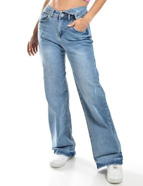 Jeans Wide Leg Roman Fashion Corte Cintura Para Mujer