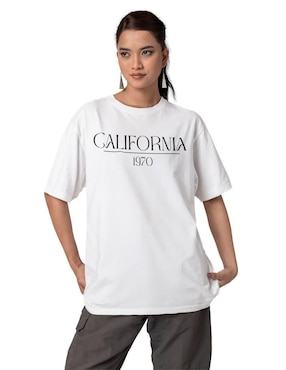 Playera Manga Corta Juana Gallo California Oversize Cuello Redondo Para Mujer