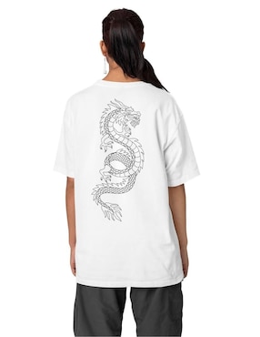 Playera manga corta Juana Gallo Dragón Oversize cuello redondo para mujer