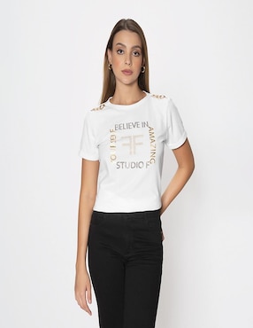 Blusa Studio F manga corta para mujer