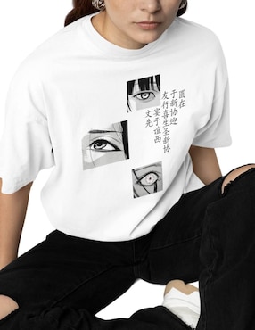 Playera manga corta Juana Gallo Manga Ojo Oversize cuello redondo para mujer
