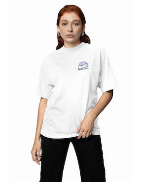 Playera Manga Corta Juana Gallo Sharky Oversize Cuello Redondo Para Mujer