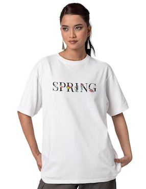 Playera Manga Corta Juana Gallo Spring Oversize Cuello Redondo Para Mujer