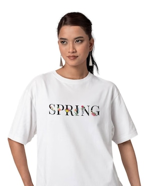 Playera manga corta Juana Gallo Spring Oversize cuello redondo para mujer