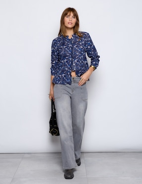 Jeans Straight Renatta&Go Corte Cintura Para Mujer