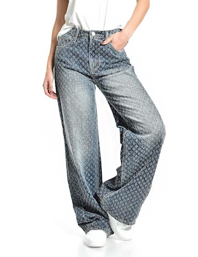 Jeans Wide Leg Roman Fashion Corte Cintura Para Mujer