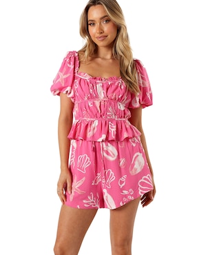 Blusa Petal + Pup manga corta para mujer