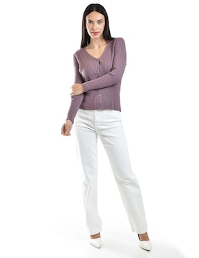 Suéter Roman Fashion cuello V para mujer