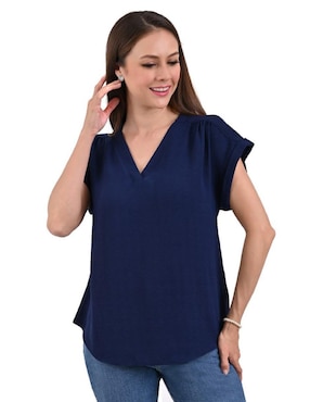 Blusa Liquid Blue manga corta para mujer