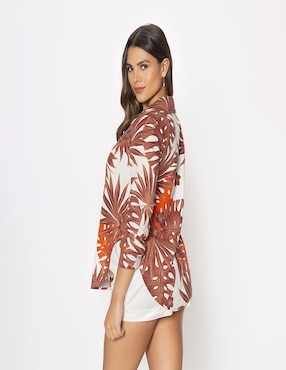 Camisa Studio F de lino manga larga para mujer