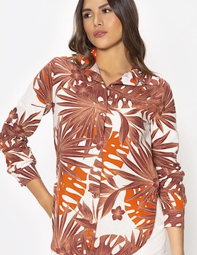 Camisa Studio F de lino manga larga para mujer
