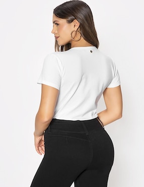 Playera manga corta Studio F cuello redondo para mujer