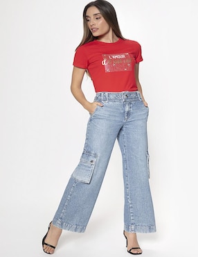 Playera manga corta Studio F cuello redondo para mujer