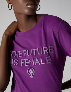 Playera manga corta Studio F cuello redondo para mujer