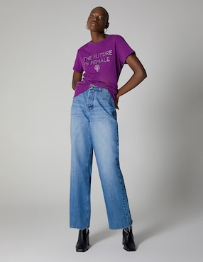 Playera manga corta Studio F cuello redondo para mujer
