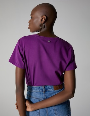 Playera manga corta Studio F cuello redondo para mujer