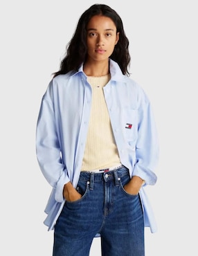 Camisa Tommy Jeans De Algodón Manga Larga Para Mujer