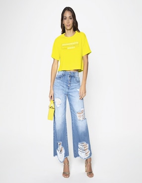 Playera manga corta Studio F cuello redondo para mujer