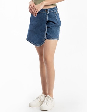 Falda short corta Roman Fashion de mezclilla a la cintura