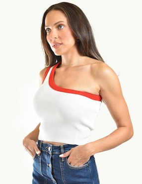 Top Roman Fashion cuello asimétrico tirante ancho