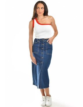Top Roman Fashion cuello asimétrico tirante ancho