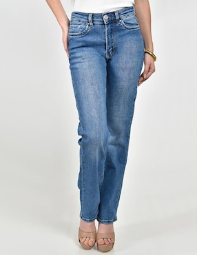 Jeans straight media cintura Roman Fashion para mujer