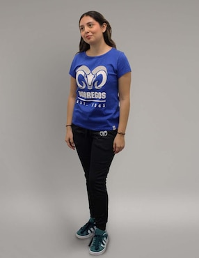 Playera manga corta Borregos cuello redondo para mujer