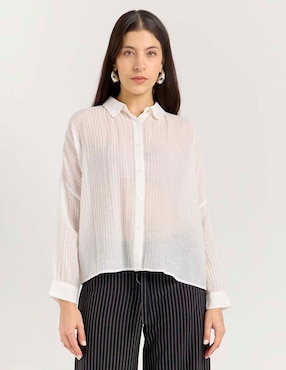 Camisa Petite Studio manga larga para mujer