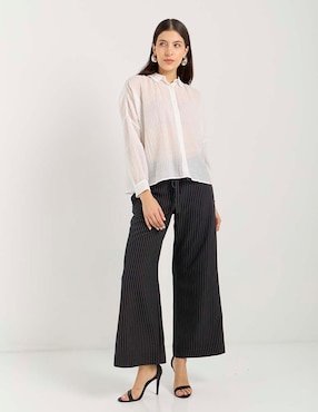 Camisa Petite Studio manga larga para mujer