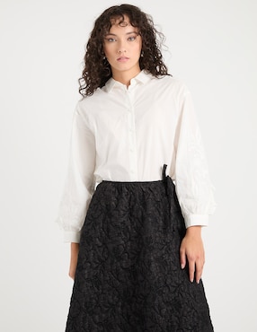Camisa Petite Studio de algodón manga larga para mujer
